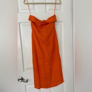 Mango strapless linen dress, size small. NWT